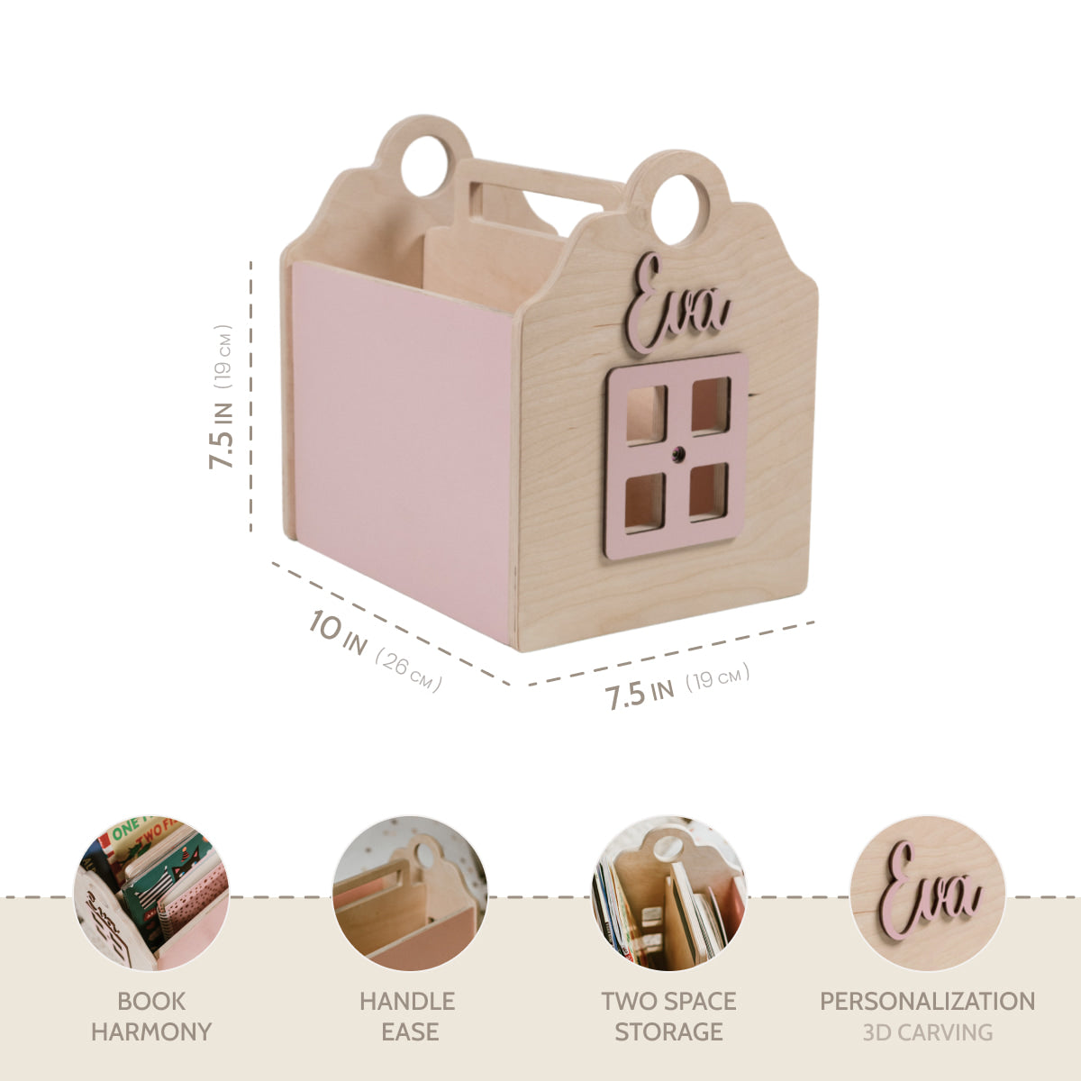 Box For Books Pink/Wood