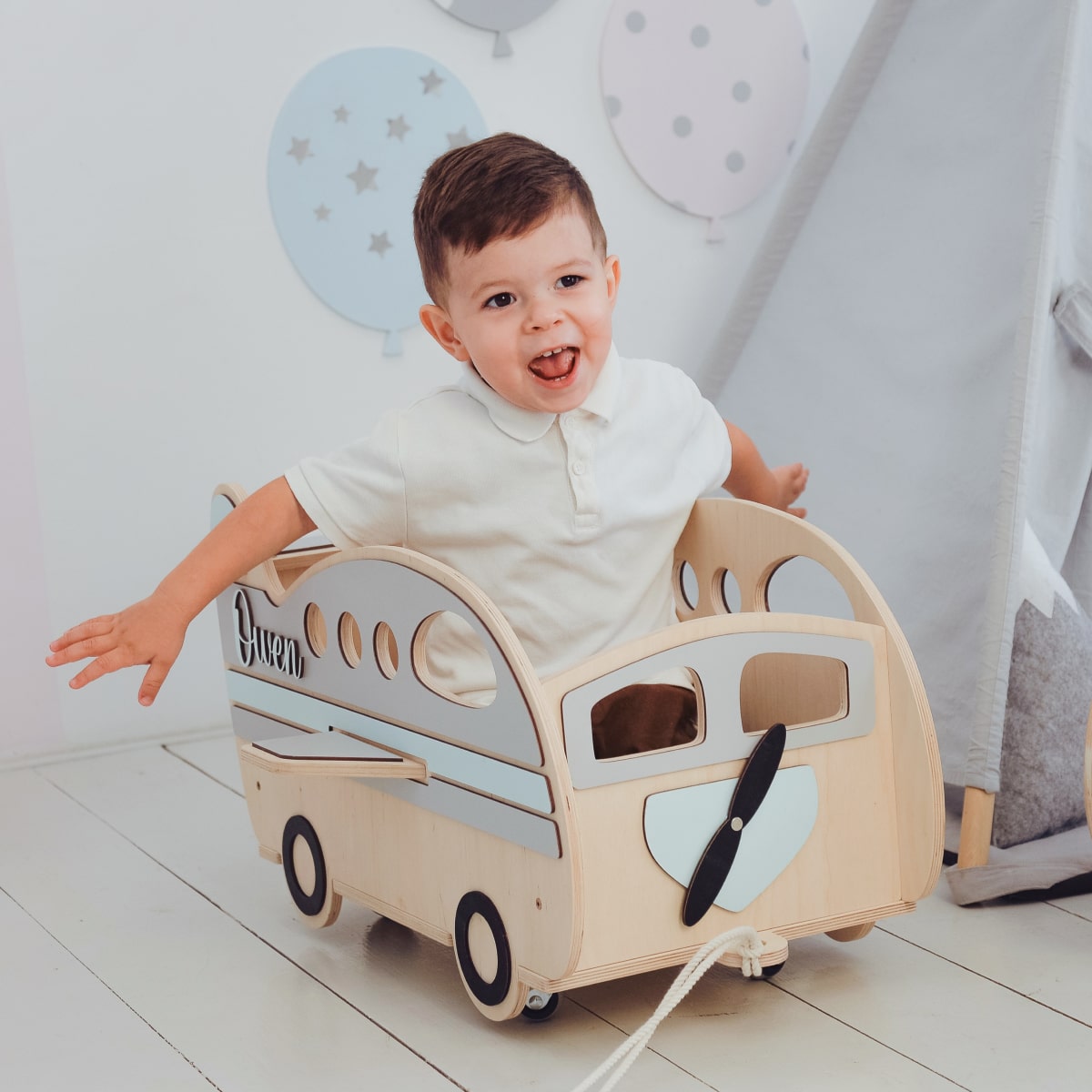 Toy Box Airplane Gray