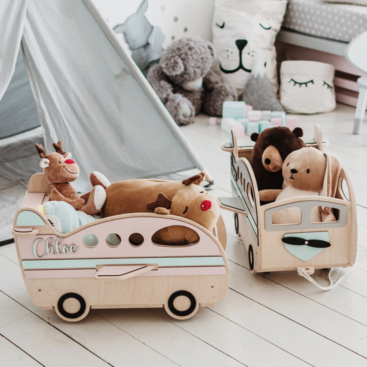 Toy Box Airplane Gray