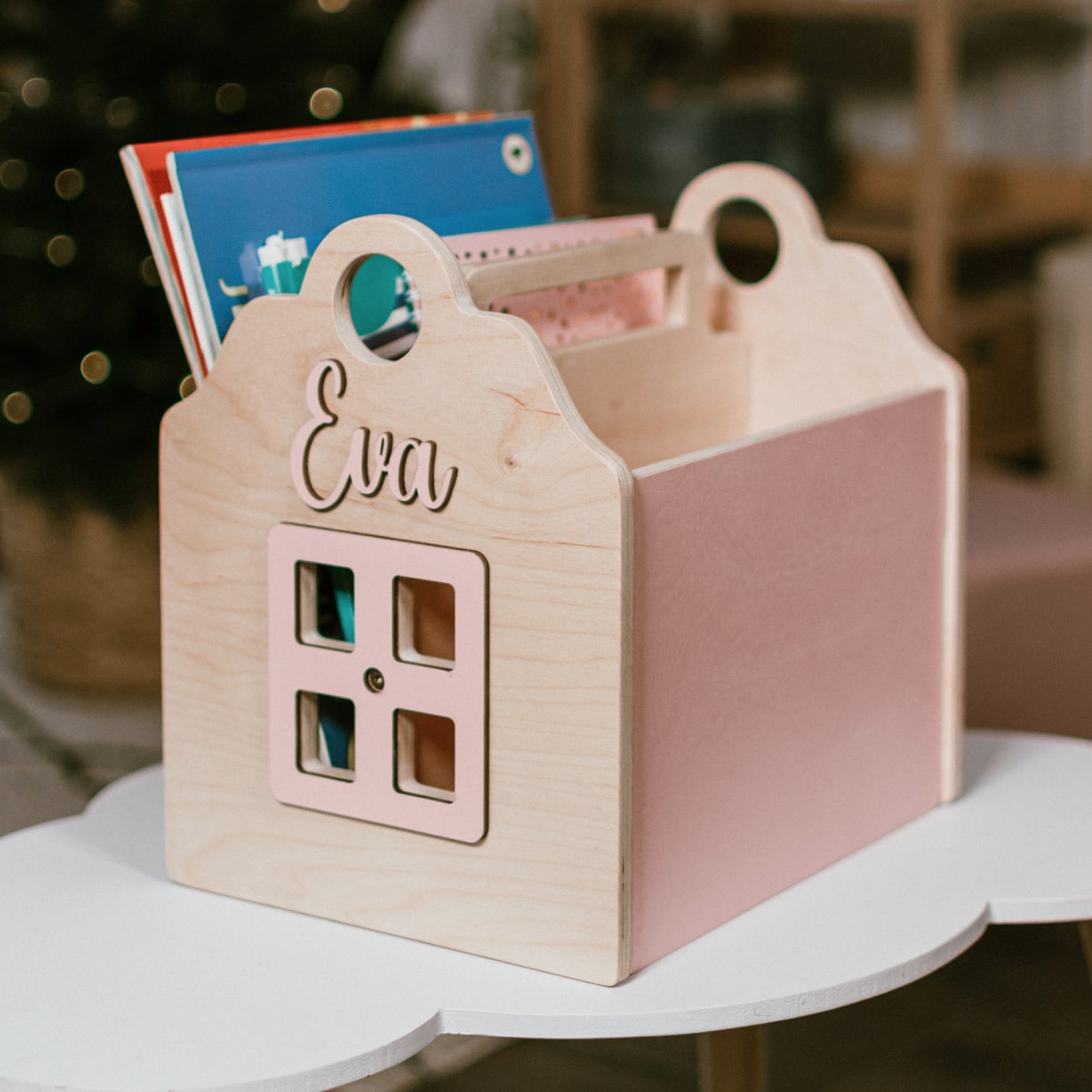 Box For Books Pink/Wood