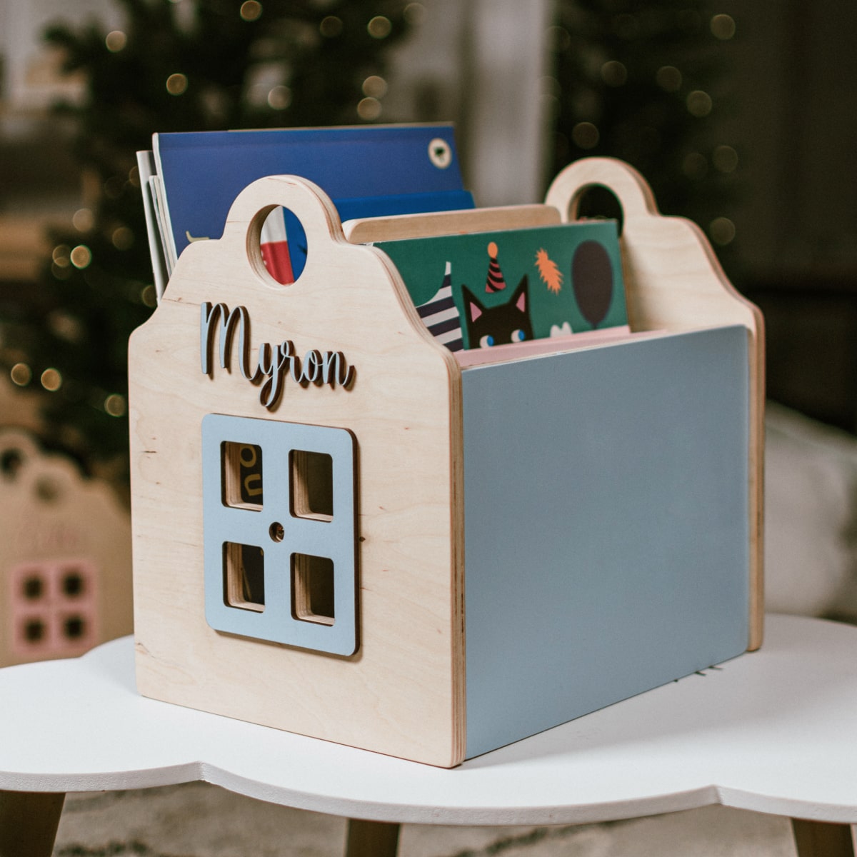Box For Books Blue/Wood